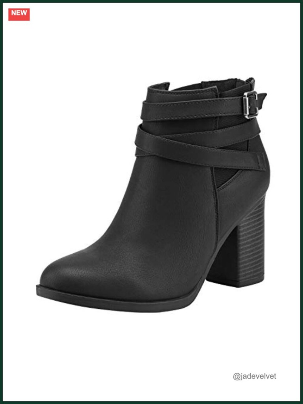 Women's Chunky High Heel Ankle Booties Faux Suede Zipper Crossover Strap